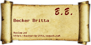 Becker Britta névjegykártya